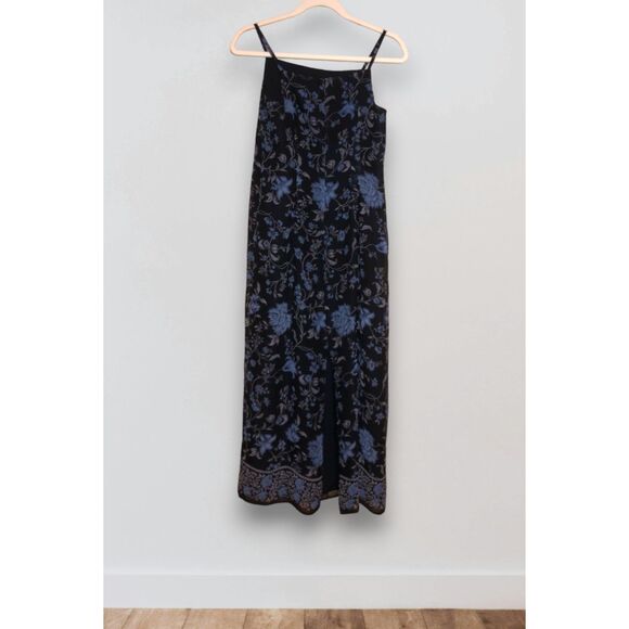 Ann Taylor LOFT Black and Blue Floral Dress Petite 4 Y2K - Picture 2 of 11